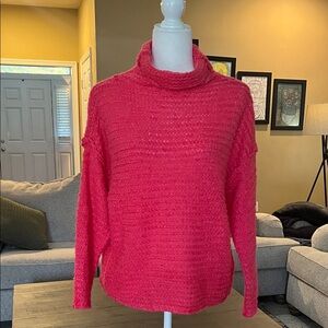 NWOT Aerie Vibrant Pink Cowl Neck Sweater Size XS/TP